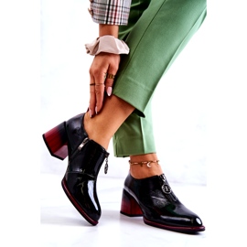 S.Barski Lakované módní boty na černo-červeném sloupku Lorena černá 2