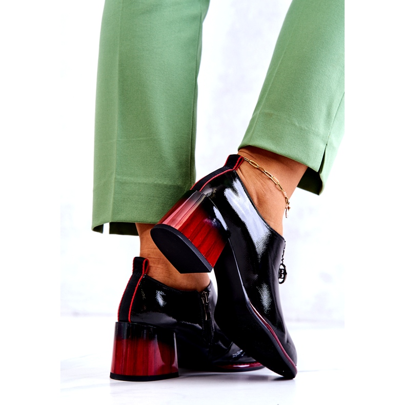 S.Barski Lakované módní boty na černo-červeném sloupku Lorena černá 4