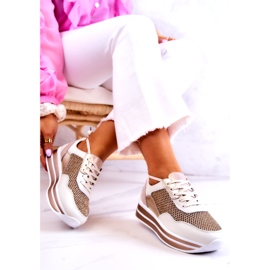 S.Barski Dámská sportovní obuv Tenisky bílé a zlaté Bourne bílý zlatý 2