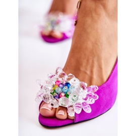 PA2 Módní semišové lodičky sandály s fuchsiovou ozdobou Meriss růžový 2
