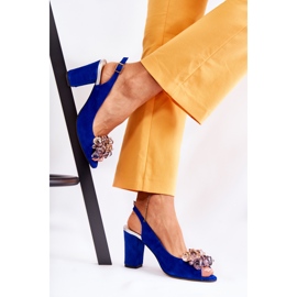 PA2 Módní semišové lodičky sandály s krystaly Navy Nolissa námořnická modř 1