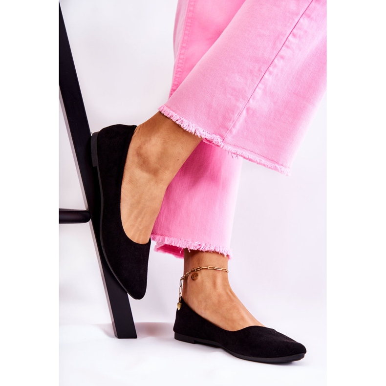 PS1 Dámské klasické semišové černé baleríny Arina černá 2