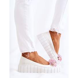 PA2 Kožené Baleríny Na Platformě S Barevnou Bílou Dekorací Ladette bílý 2