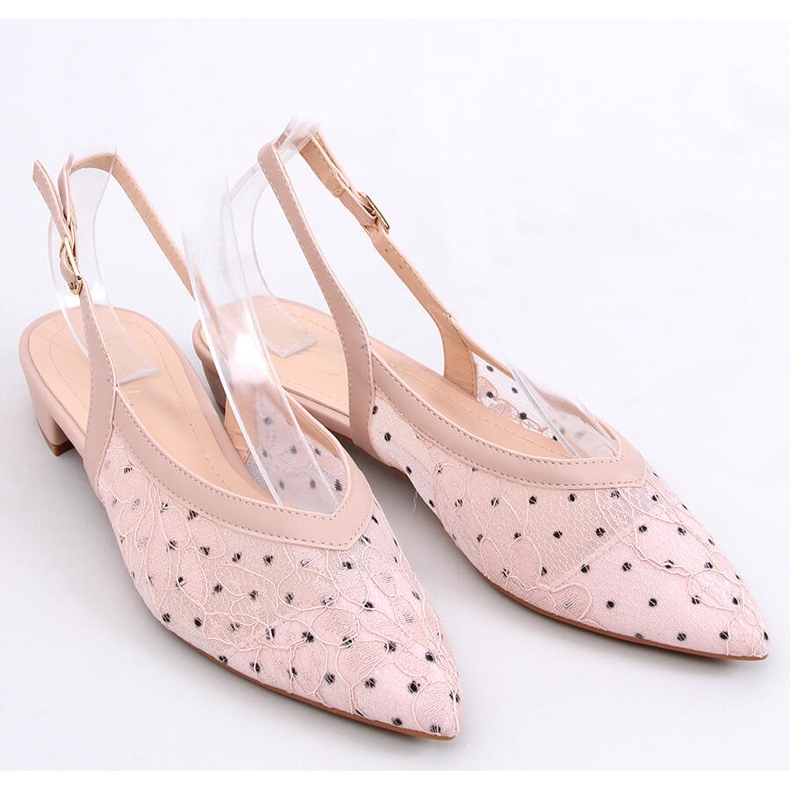 Krajkové balerínky bez podpatku Margo Pink růžový 1