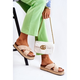 PG1 Dámské semišové pantofle na béžové platformě Jossie béžový 2