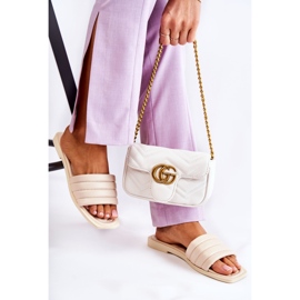 PG1 Dámské kožené pantofle s prošíváním Béžová Raula béžový 2