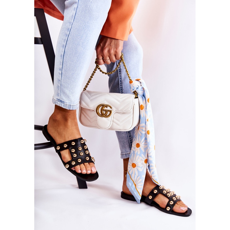 PG1 Dámské klasické pantofle s ozdobami Black Scotlyn černá 2