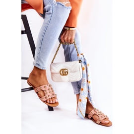 PG1 Dámské klasické pantofle s ozdobami Pink Scotlyn růžový 2