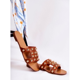 PG1 Dámské klasické pantofle s ozdobami Brown Scotlyn hnědý 1