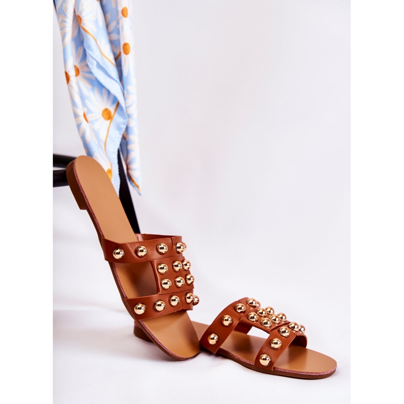 PG1 Dámské klasické pantofle s ozdobami Brown Scotlyn hnědý 1