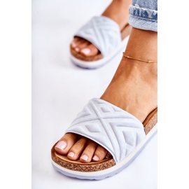 PG1 Dámské semišové pantofle na masivní modré platformě Heritta modrý 2