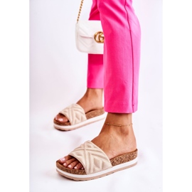 PG1 Dámské semišové pantofle na masivní platformě béžová Heritta béžový 2