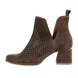 Lewski Shoes Semišové prolamované boty Lewski Boty 3165 zemní velur hnědý 3