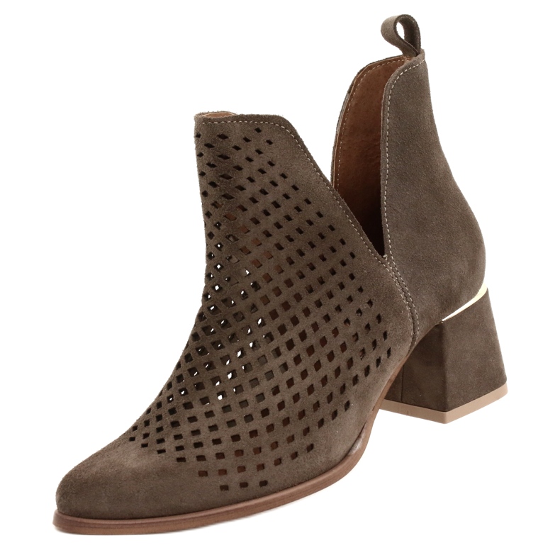 Lewski Shoes Semišové prolamované boty Lewski Boty 3165 zemní velur hnědý 5