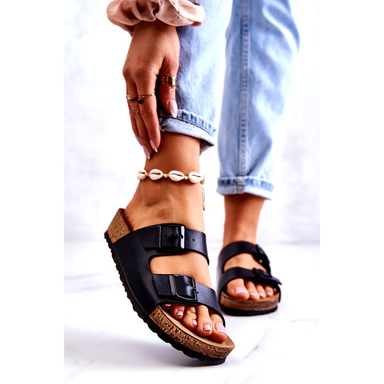 Dámské pantofle přezky Inblu NM000028 Black černá 1