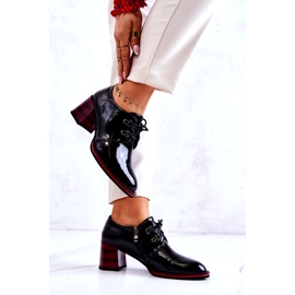 S.Barski Lakované polobotky na zip černý červený 2