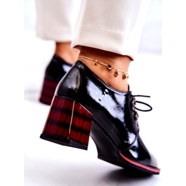 S.Barski Lakované polobotky na zip černý červený 3