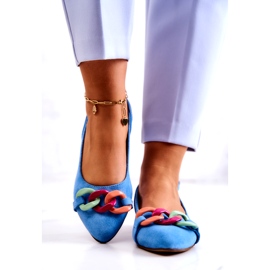 Lewski Shoes Semišové balerínky s řetízkem Lewski Boty 3125 Blue modrý vícebarevný 3