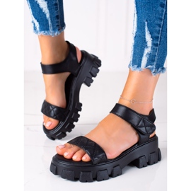 SHELOVET Sandály na suchý zip černá 1