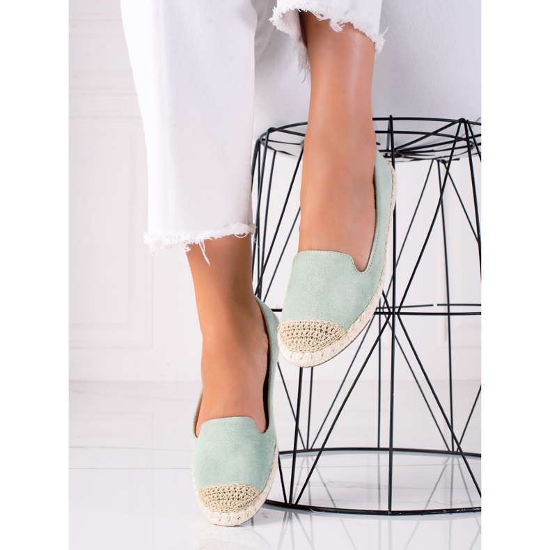 SHELOVET Semišové espadrilky zelený 1