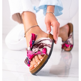 SHELOVET Růžové Pantofle S Mašlí růžový 1