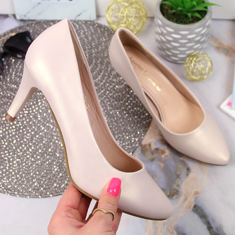 Lodičky na perleťově béžové Sergio Leone béžový zlatý 1