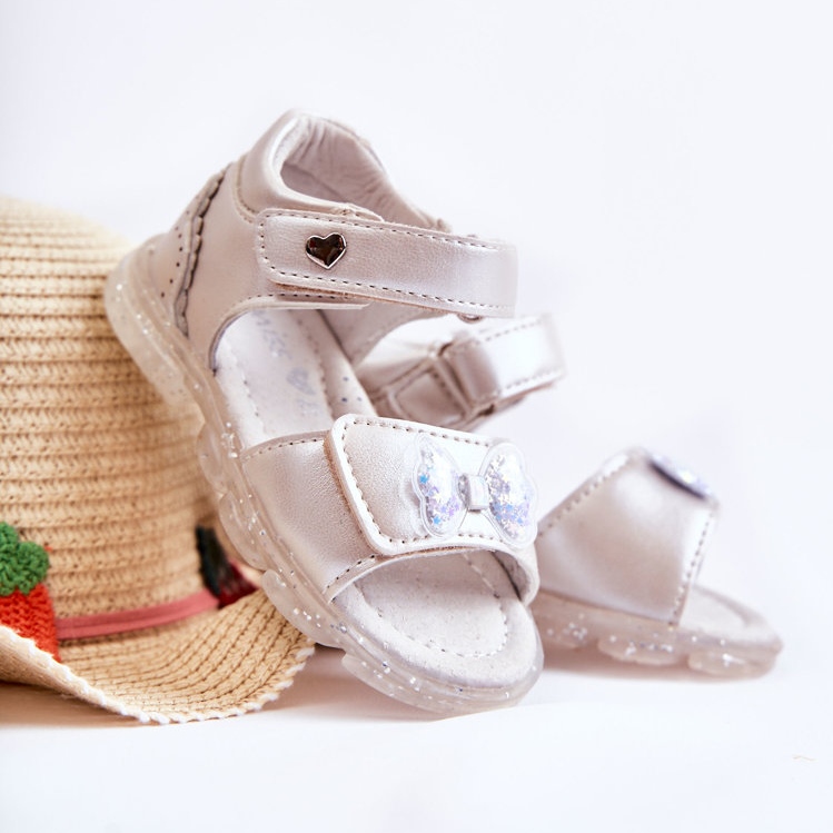 PE1 Pohodlné dětské sandály se stříbrným zdobením Cayo růžový 1