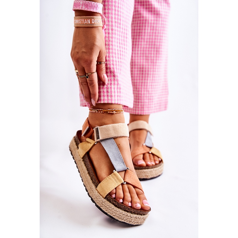 FB1 Dámské sandály na léto béžovo-žlutá Galia béžový hnědý oranžový 1