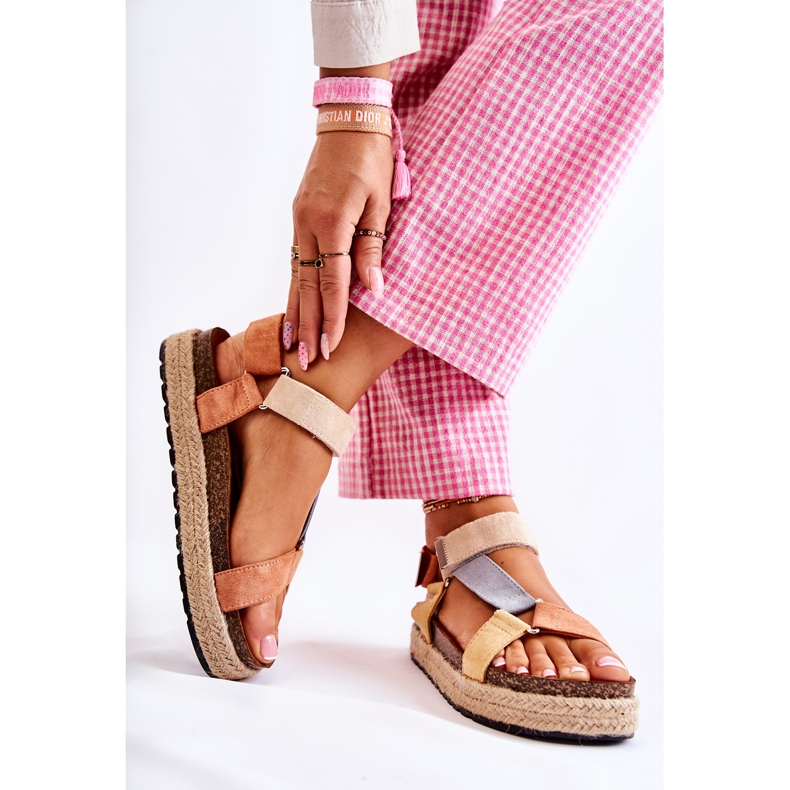 FB1 Dámské sandály na léto béžovo-žlutá Galia béžový hnědý oranžový 2