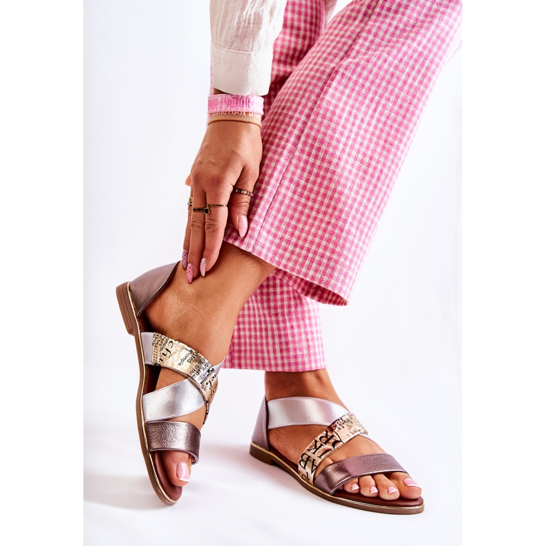 PE1 Kožené Sandály S Žebrovaným Zlatým Apulií stříbrný 2