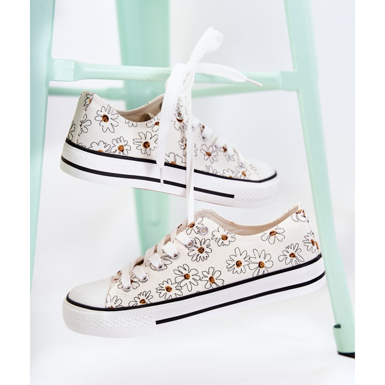 PS1 Dámské nízké tenisky s bílými květy Janey 2