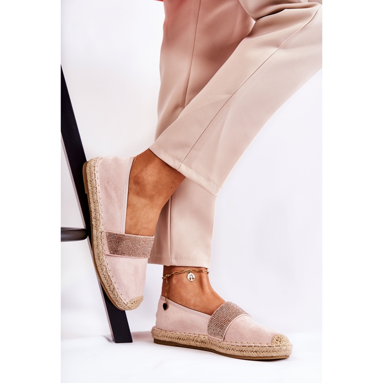 PG1 Dámské nazouvací espadrilky s kubickými zirkony Pink Massal růžový 1