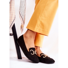 PG1 Dámské semišové mokasíny s černým zdobením reality černá 1