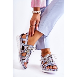 Maciejka Dámské kožené sandály se suchým zipem 05375-06 Modrá modrý vícebarevný 2 Maciejka Dámské kožené sandály se suchým zipem 05375-06 Modrá modrý vícebarevný 2