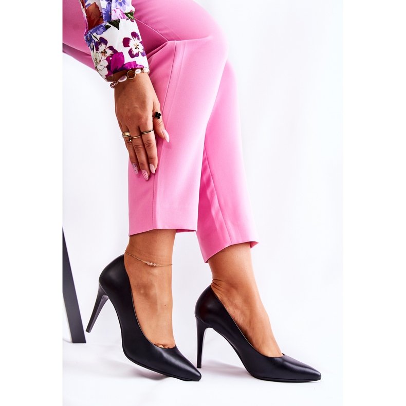 Sergio Leone Klasické magicky černé kožené jehlové podpatky černá 1 Sergio Leone Klasické magicky černé kožené jehlové podpatky černá 1