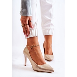 Sergio Leone Klasické zlaté kouzelně kožené jehlové podpatky zlatý 1