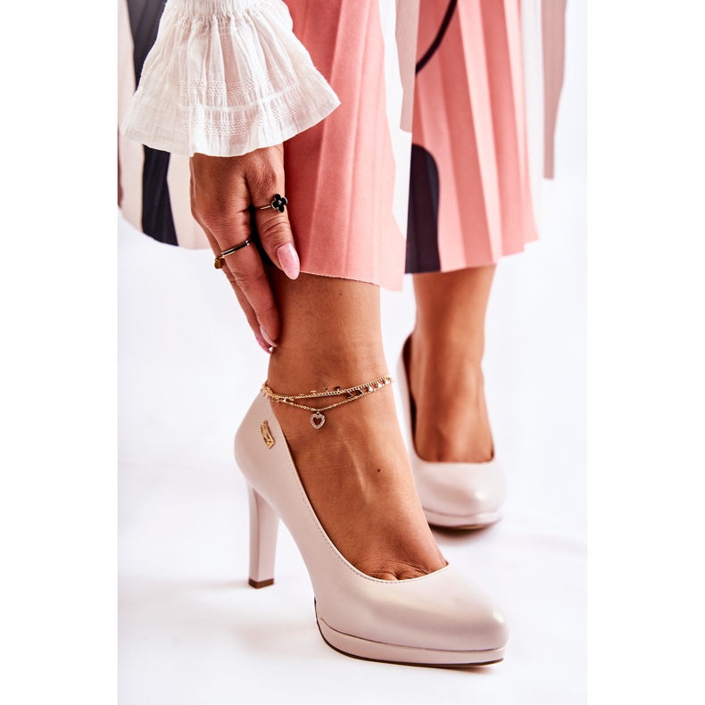 Sergio Leone Dámské klasické lodičky na platformě, perleťově béžová béžový 2