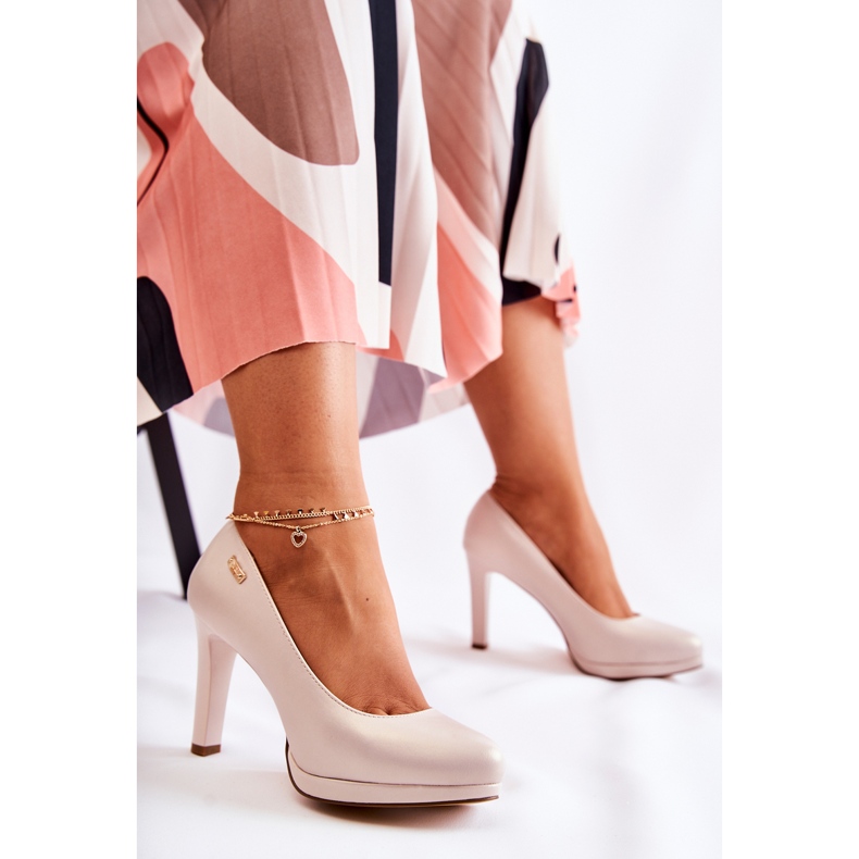 Sergio Leone Dámské klasické lodičky na platformě, perleťově béžová béžový 1