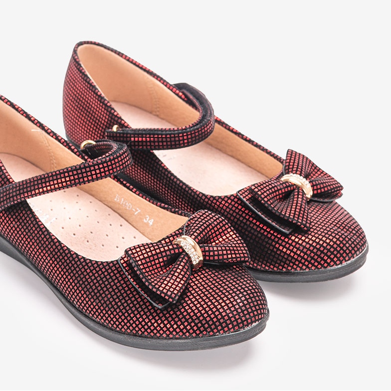 BM Dětské červené balerínky s mašlí Tienne černá 1