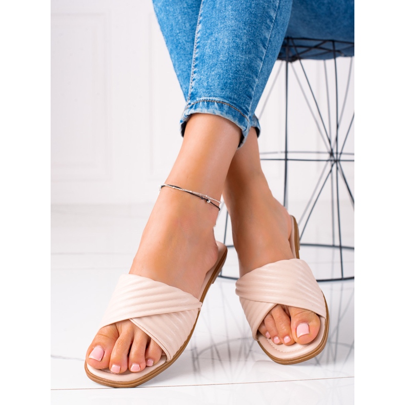 SHELOVET Dámské ploché pantofle béžový 1