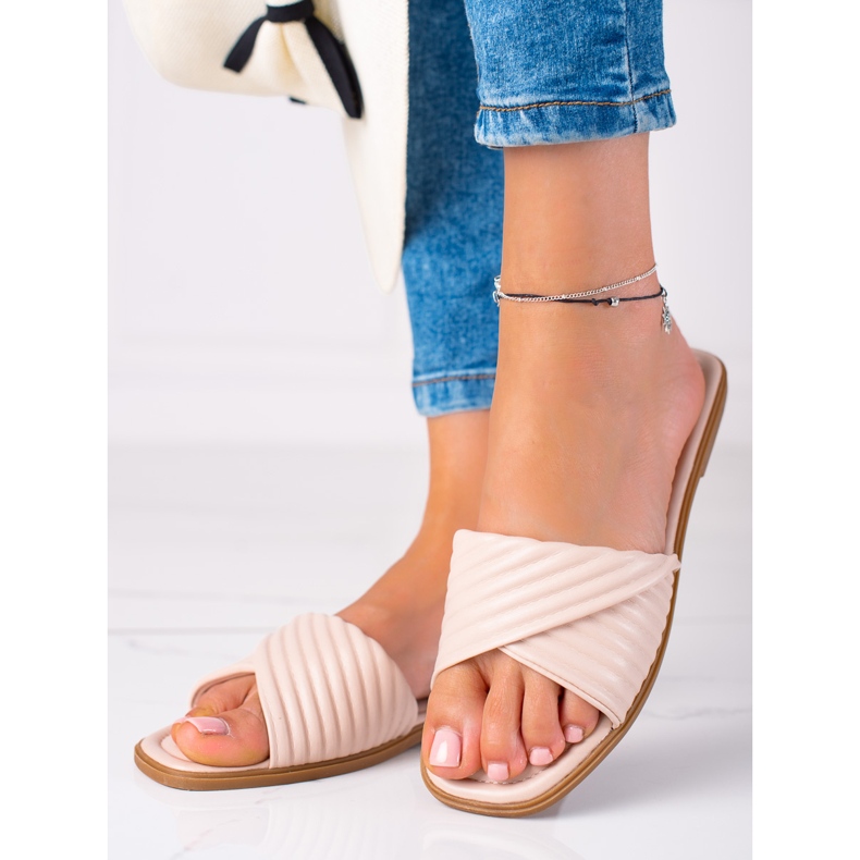 SHELOVET Dámské ploché pantofle béžový 2