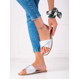 SHELOVET Dámské ploché pantofle stříbrný 1