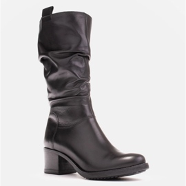 Marco Shoes Černé kožené boty 0812b-001-3 černý 1