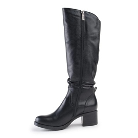 Marco Shoes Černé kozačky z přírodní kůže černý 1