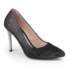 Marco Shoes Černé jehly z pravé kůže se stříbrnými podpatky černá 1