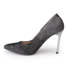 Marco Shoes Černé jehly z pravé kůže se stříbrnými podpatky černý 2