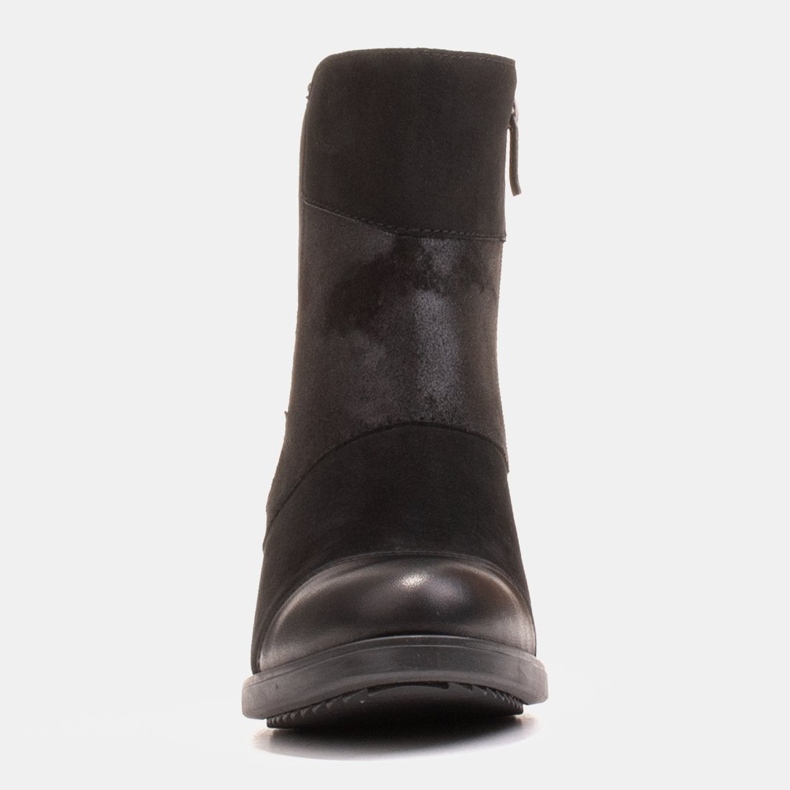 Marco Shoes Pohodlné dámské kozačky v kombinaci lícové kůže a nubuku černý 1