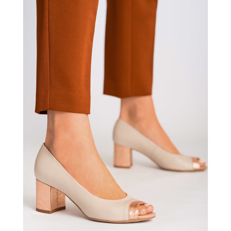 Marco Shoes Béžové lodičky 1093P s ozdobnou patou béžový 1