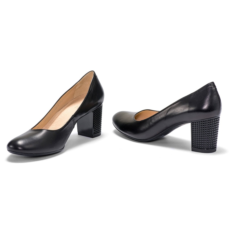 Marco Shoes Hladké černé boty 1170P s 3D podpatkem černý 2