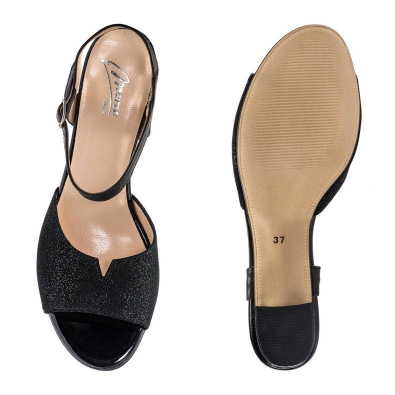 Marco Shoes Černé sandály 0624P ze zajímavé kůže černý 1